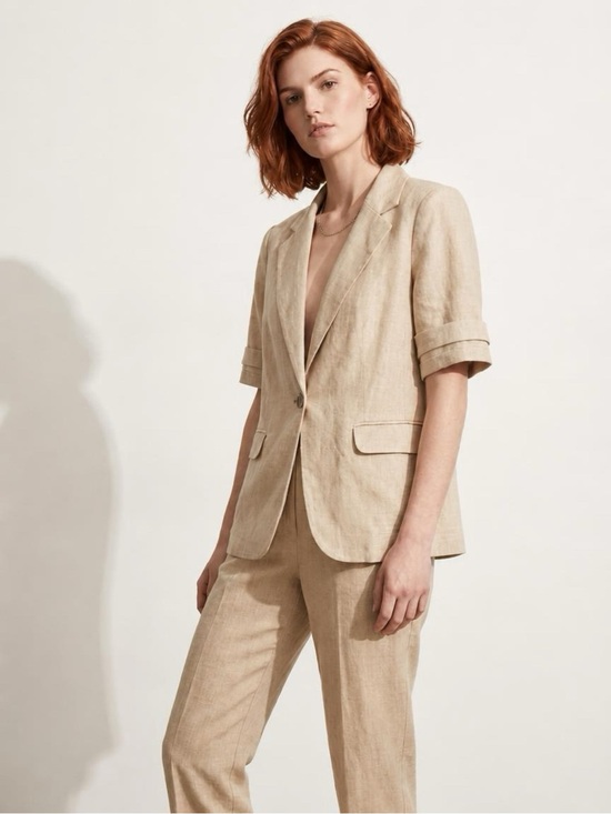 CAbi Jackets & Blazers - Cabi Safari so Good Natural 100% Linen Short-Sleeve Blazer Jacket